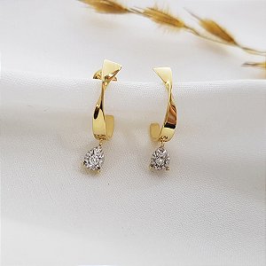 Brinco Ouro 18k com Pingente Topázio