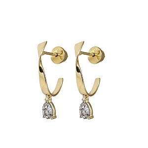 Brinco Ouro 18k com Pingente Topázio