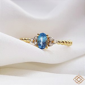 Anel Solitário Topázio Ouro 18k