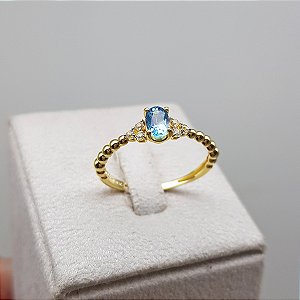 Anel Solitário Topázio Ouro 18k