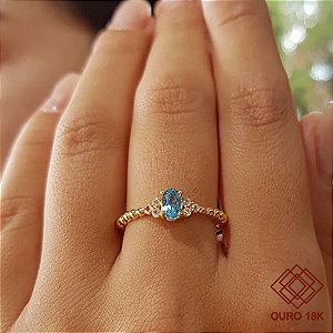 Anel Solitário Topázio Ouro 18k