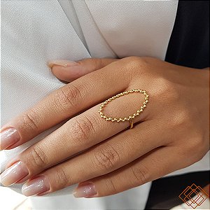 Anel Oval Esferas em Ouro 18k