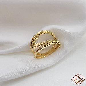 Anel Vazado Esferas em Ouro 18k