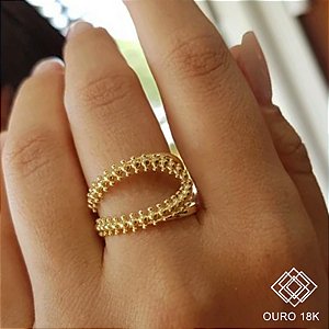 Anel Vazado Esferas em Ouro 18k