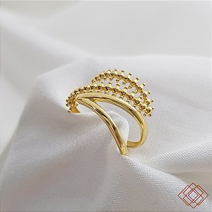 Anel Vazado Esferas em Ouro 18k