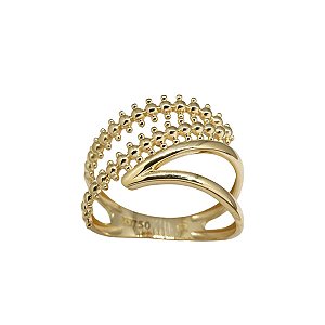 Anel Vazado Esferas em Ouro 18k