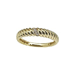 Anel Torçido Ouro 18k e Diamante