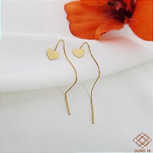 Brinco Coração Fio Veneziano Ouro 18k