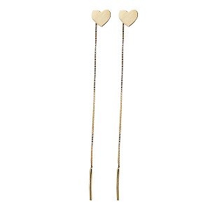Brinco Coração Fio Veneziano Ouro 18k