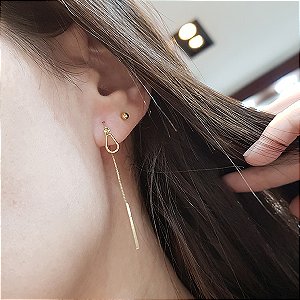Brinco Gota Fio Veneziano Ouro 18k