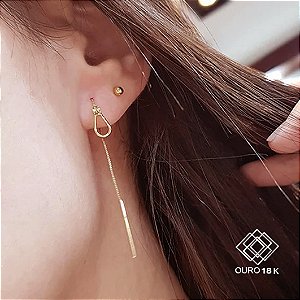 Brinco Gota Fio Veneziano Ouro 18k