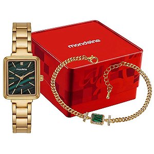 Kit Relógio Mondaine Feminino Dourado 99838lpmkde1k1