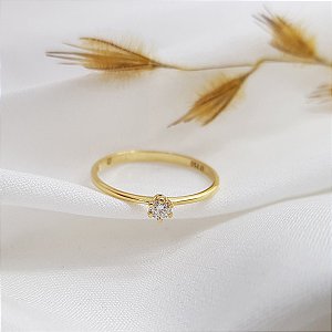 Anel Solitário Ouro 18k Diamante 8pts
