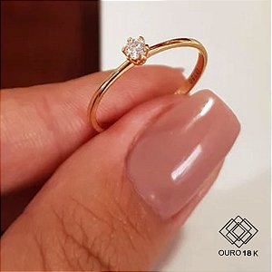 Anel Solitário Ouro 18k Diamante 10pts