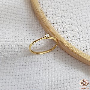 Anel Solitário Ouro 18k Diamante 5pts