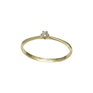 Anel Solitário Ouro 18k Diamante 5pts