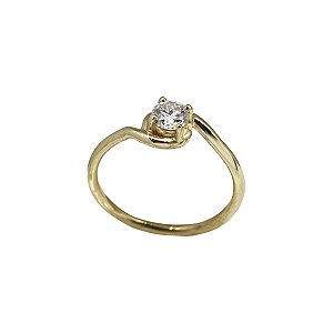 Anel Solitário Ouro 18k e Moissanite 5mm