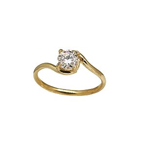 Anel Solitário Ouro 18k e Moissanite 4mm