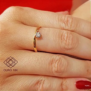 Anel Solitário Ouro 18k Diamante