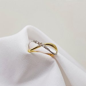 Anel Infinito Ouro 18k e Topázio