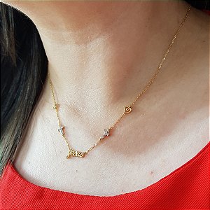 Gargantilha Jesus Ouro 18k Topázio