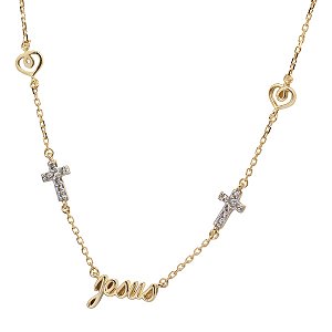 Gargantilha Jesus Ouro 18k Topázio