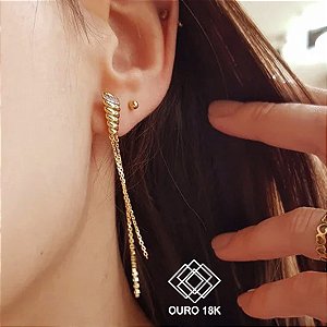 Brinco Alongado Ouro 18k Diamante