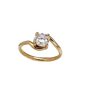 Anel Solitário em Ouro 18k com Moissanite 6mm