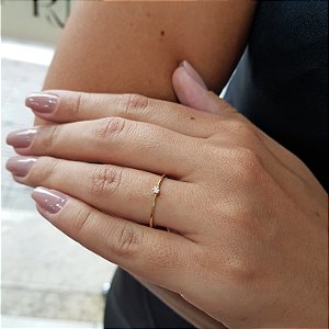 Anel Solitário Ouro 18k Diamante 4pts