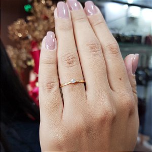 Anel Solitário Ouro 18k Diamante 12pts