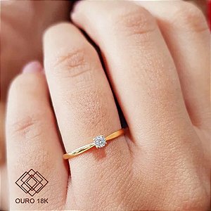Anel Solitário Ouro 18k Diamante 12pts