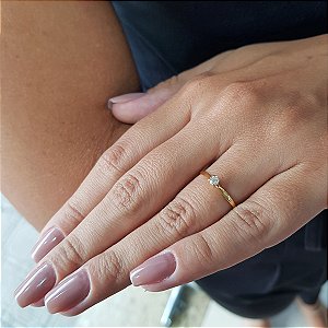 Anel Solitário Ouro 18k Diamante 8pts