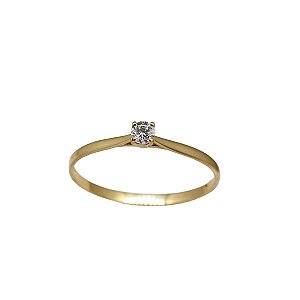 Anel Solitário Ouro 18k Diamante 8pts