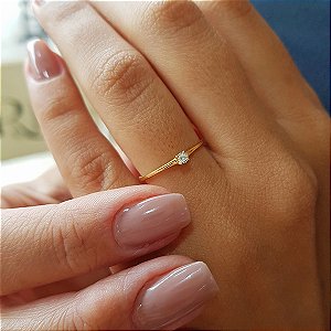 Anel Solitário Ouro 18k Diamante 5pts