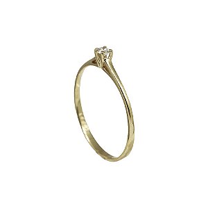 Anel Solitário Ouro 18k Diamante 5pts