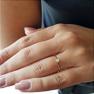 Anel Solitário Ouro 18k Diamante 9pts