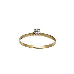 Anel Solitário Ouro 18k Diamante 9pts