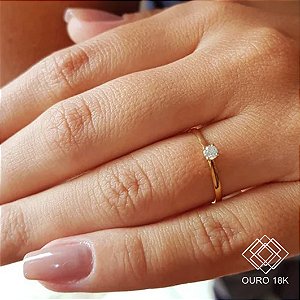 Anel Solitário Ouro 18k Diamante 9pts