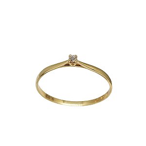 Anel Solitário Ouro 18k Diamante 6pts