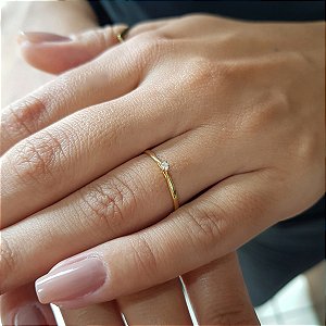 Anel Solitário Ouro 18k Diamante 6pts