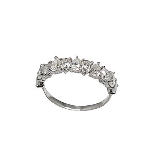 Anel Meia Aliança Navete Ouro 18k - Diamante Laboratório 1,87cts