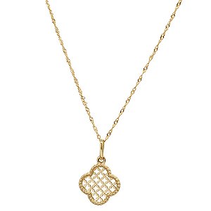 Gargantilha Pingente Trevo Ouro 18k