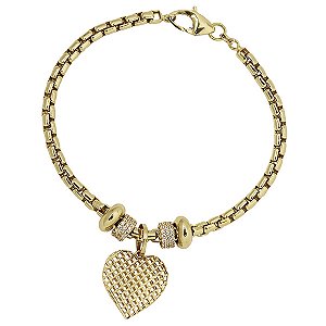 Pulseira Momentos Berloque Coração Ouro 18k