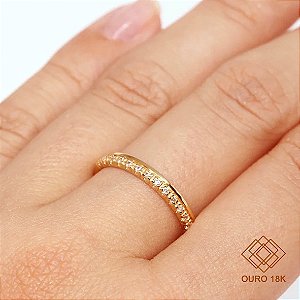 Anel Aparador Ouro 18k Zircõnias