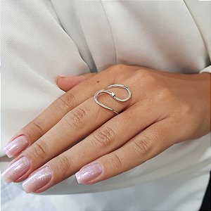 Anel Vazado Prata 925 Zircônia