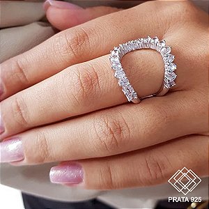 Anel Aberto Prata 925 Zircônia