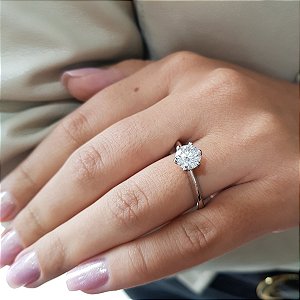 Anel Solitário Prata 925 Moissanite