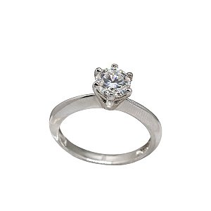 Anel Solitário Prata 925 Moissanite