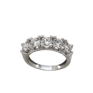 Anel Meia Aliança Prata 925 Moissanite
