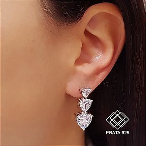 Brinco Trio Prata 925 Zircônia